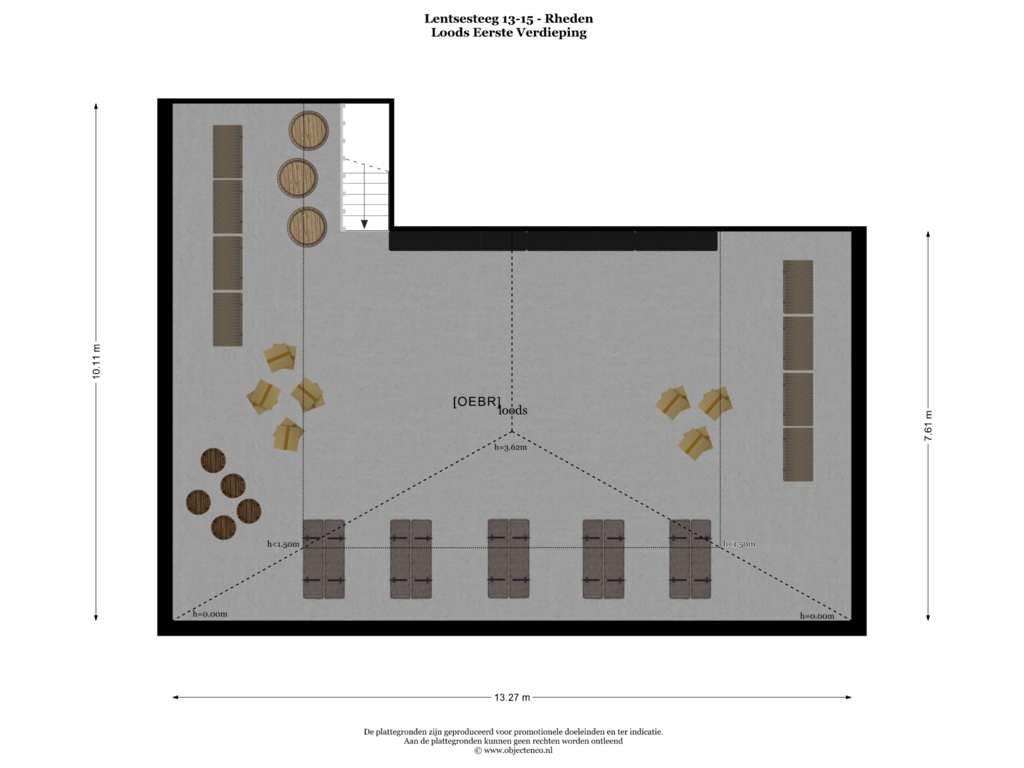 Bekijk plattegrond van EERSTE VERDIEPING LOODS van Lentsesteeg 13