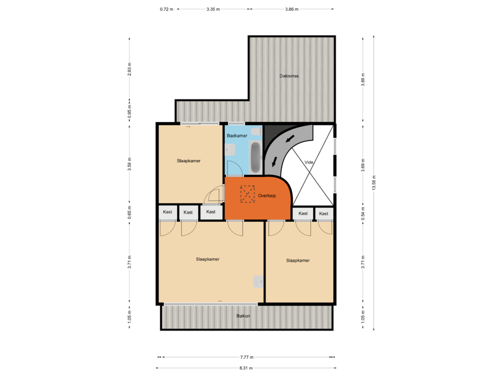 View floorplan of Eerste verdieping of Noord Voorstraat 45