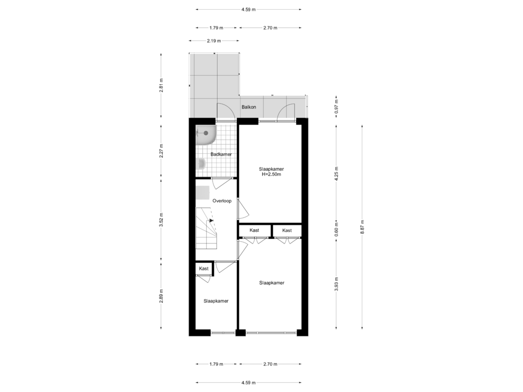 Bekijk plattegrond van 1e Verdieping van Edisonstraat 36-B