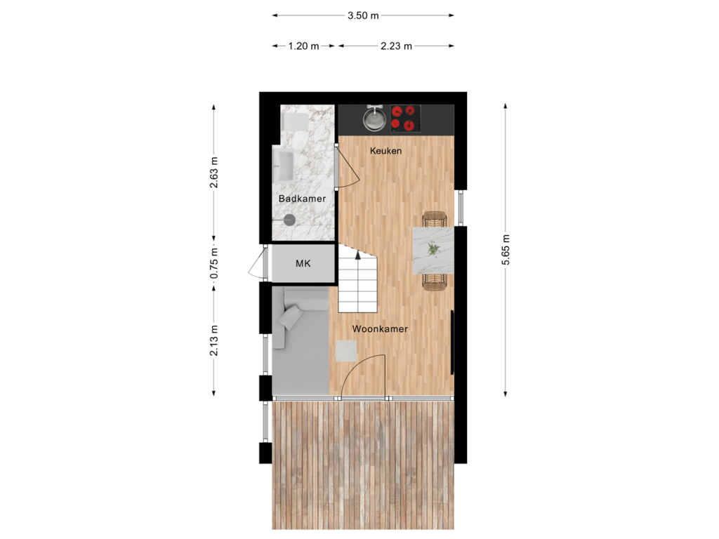 View floorplan of Begane Grond of Zeedijk 24-960