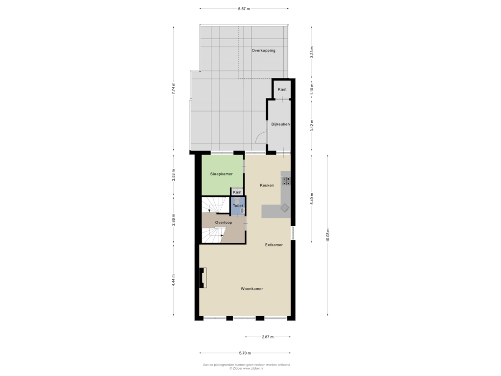 View floorplan of Eerste verdieping of Nauwstraat 6