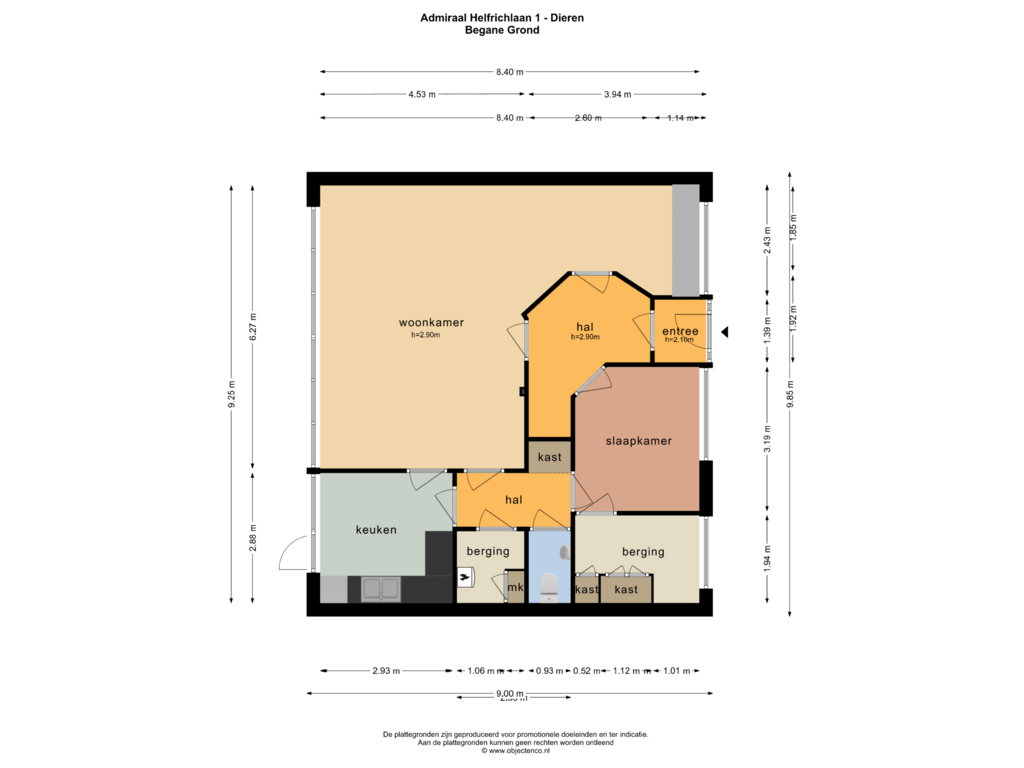 Bekijk plattegrond van BEGANE GROND van Admiraal Helfrichlaan 1