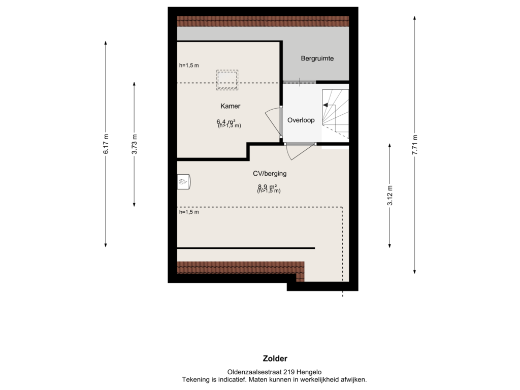 View floorplan of Zolder of Oldenzaalsestraat 219