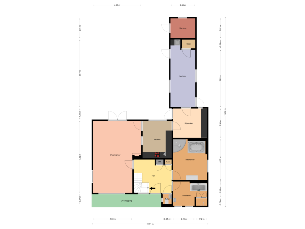 Bekijk plattegrond van Begane grond van Schoolstraat 127