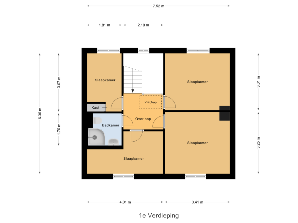 Bekijk plattegrond van 1e Verdieping van Esdoornstraat 22