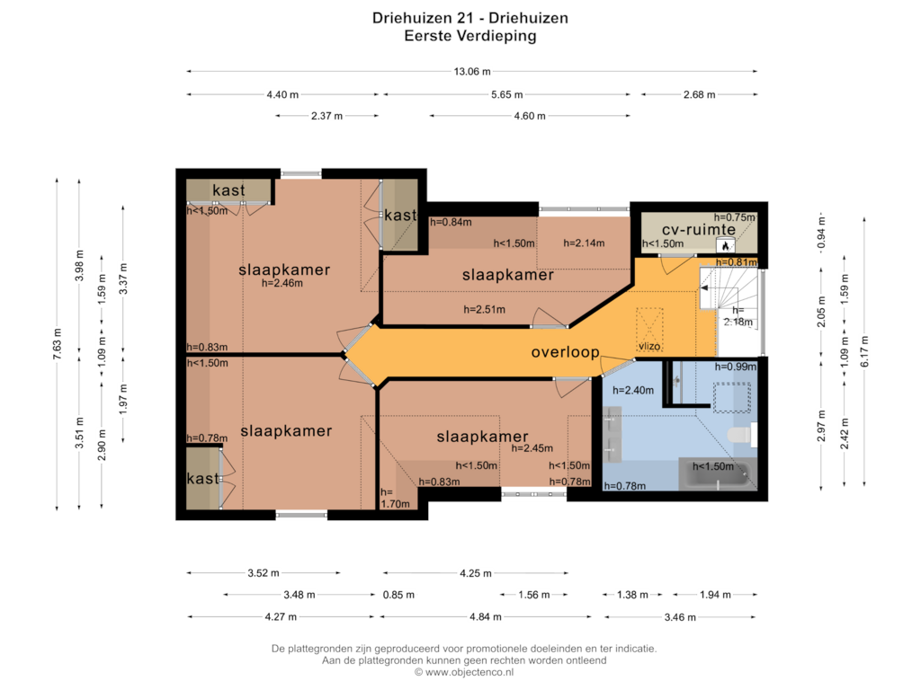 Bekijk plattegrond van EERSTE VERDIEPING van Driehuizen 21