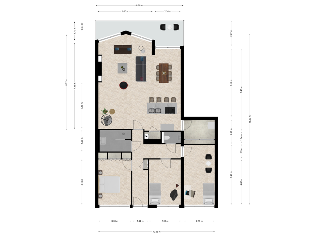 View floorplan of begane grond of Stadswal Noord 4