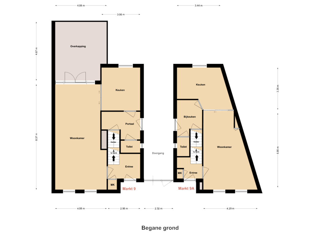 View floorplan of Begane Grond of Markt 9