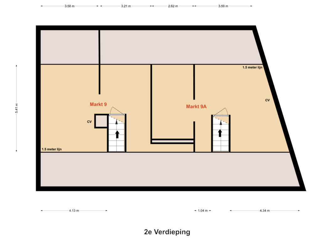 View floorplan of 2e Verdieping of Markt 9