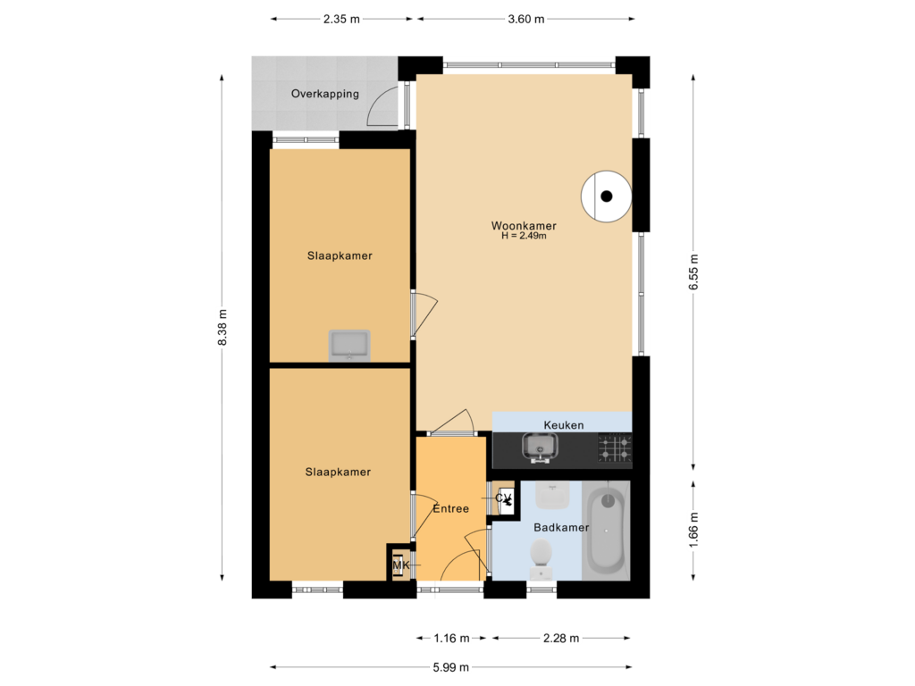 Bekijk plattegrond van Begane grond van Boshoffweg 6-489