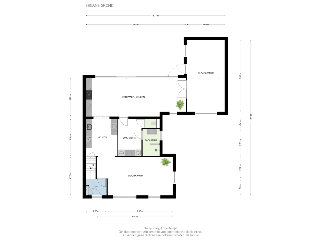 Bekijk plattegrond van bg van Kampsteeg 45