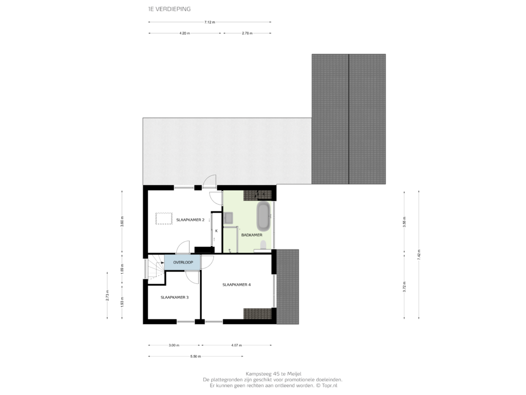 Bekijk plattegrond van 1E van Kampsteeg 45