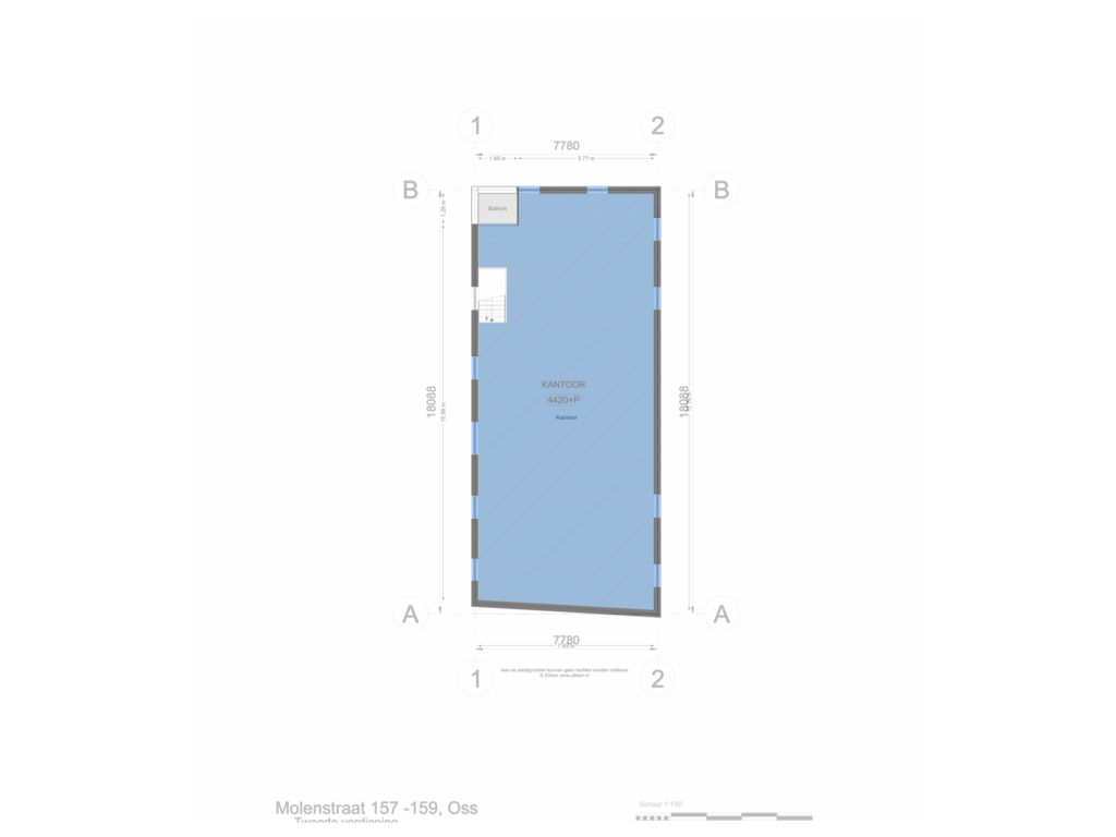 Bekijk plattegrond van Tweede verdieping van Molenstraat 157