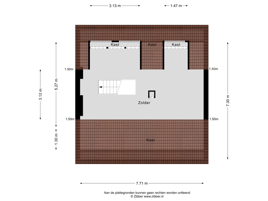 View floorplan of Zolder of Keullerstraat 3