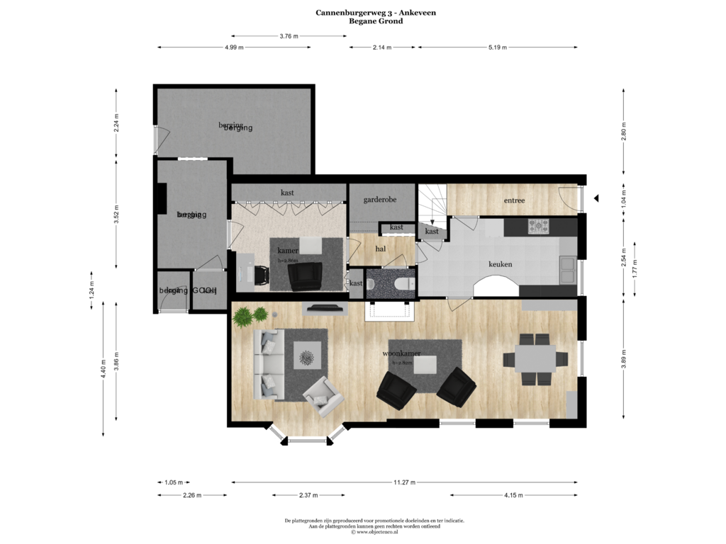 View floorplan of BEGANE GROND of Cannenburgerweg 3