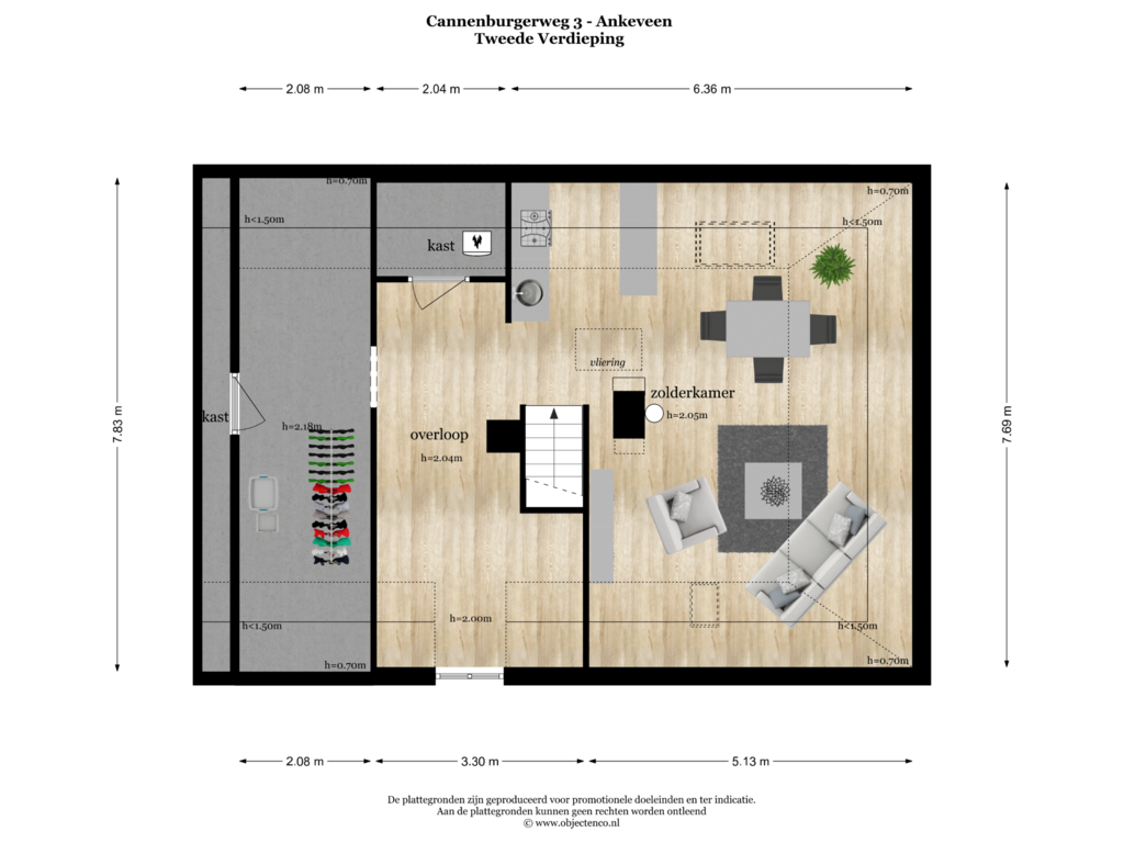 View floorplan of TWEEDE VERDIEPING of Cannenburgerweg 3