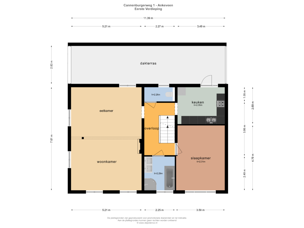 View floorplan of EERSTE VERDIEPING of Cannenburgerweg 1