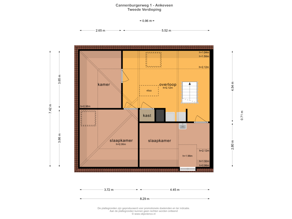 View floorplan of TWEEDE VERDIEPING of Cannenburgerweg 1