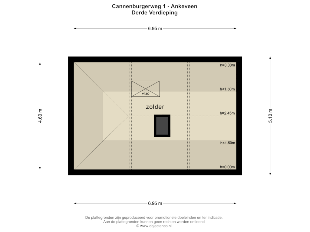 View floorplan of DERDE VERDIEPING of Cannenburgerweg 1