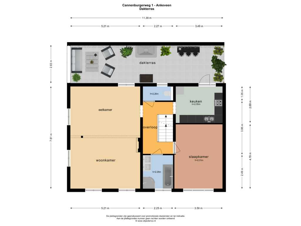 View floorplan of DAKTERRAS of Cannenburgerweg 1