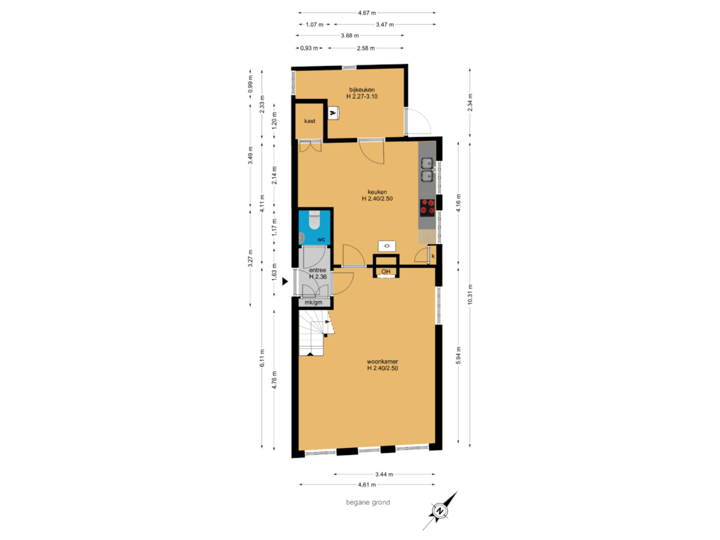 Bekijk plattegrond van begane grond van Schoolstraat 49