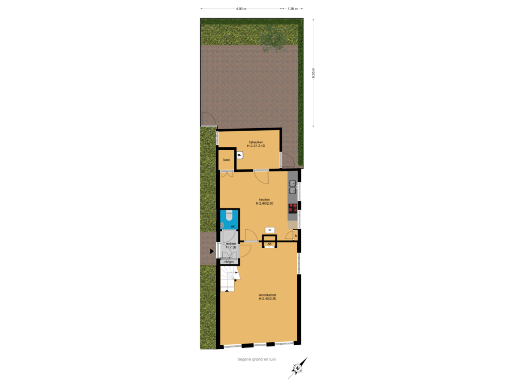 Bekijk plattegrond van begane grond en tuin van Schoolstraat 49