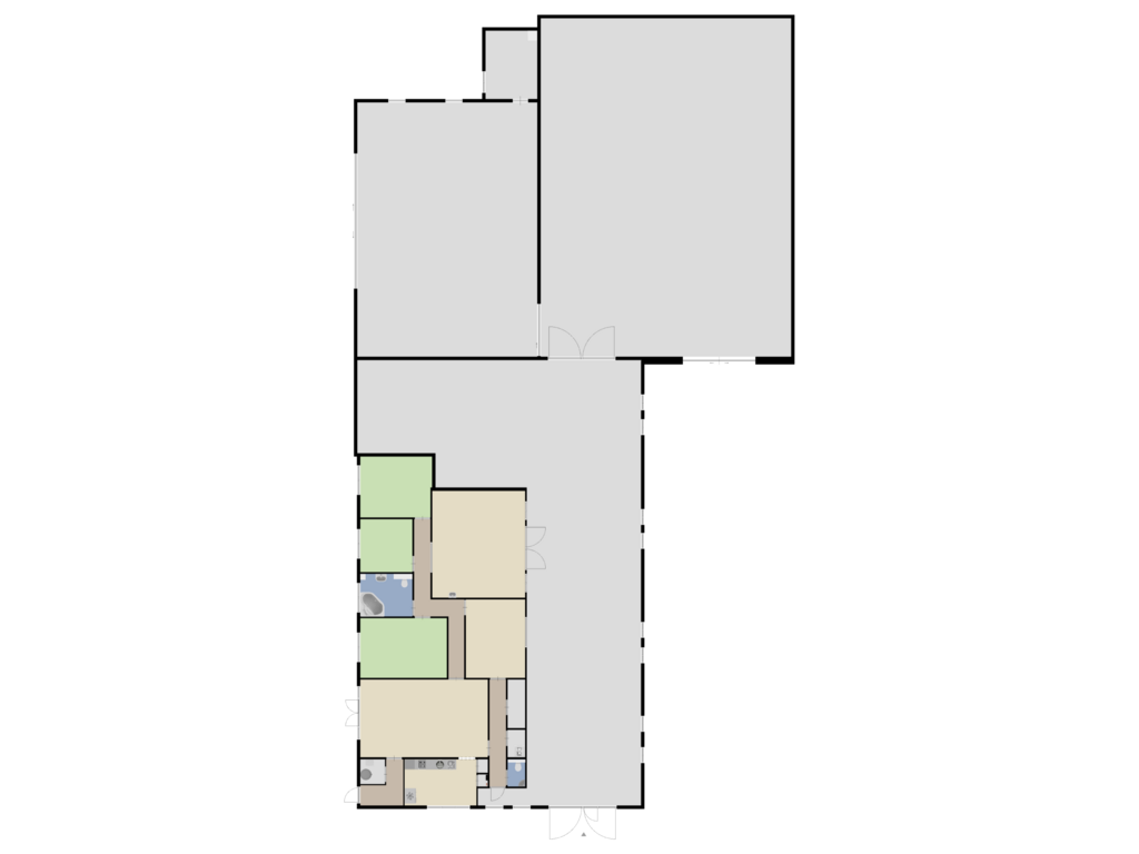 Bekijk plattegrond van Bijgebouw van Nieuw-Vossemeersedijk 1-A