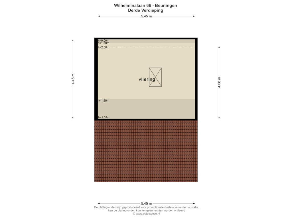 View floorplan of DERDE VERDIEPING of Wilhelminalaan 66