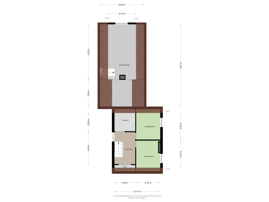 View floorplan of Eerste verdieping of Bergstraat 10