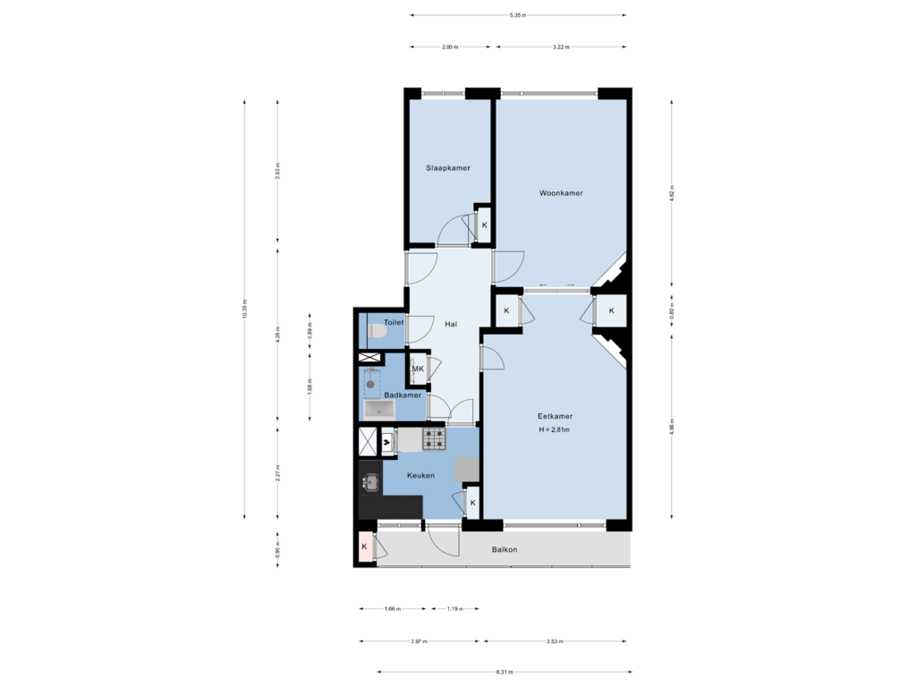 Bekijk plattegrond van 2e verdieping van Woudenbergstraat 163