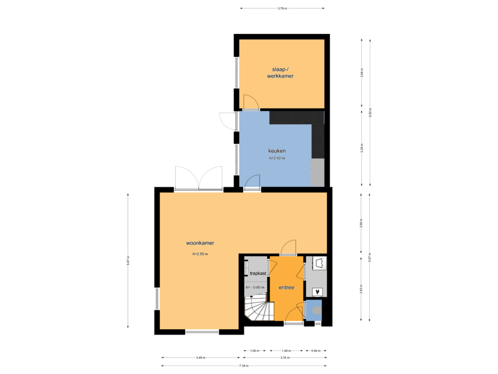 Bekijk plattegrond van Begane grond van Kostverloren 36