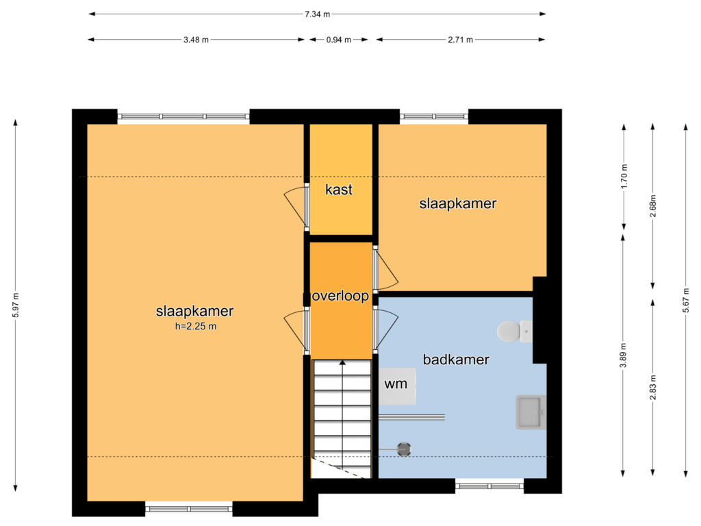 Bekijk plattegrond van Eerste verdieping van Kostverloren 36