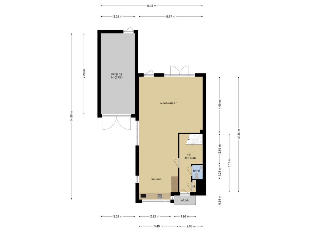 Bekijk plattegrond van Begane grond van Kruilier 17