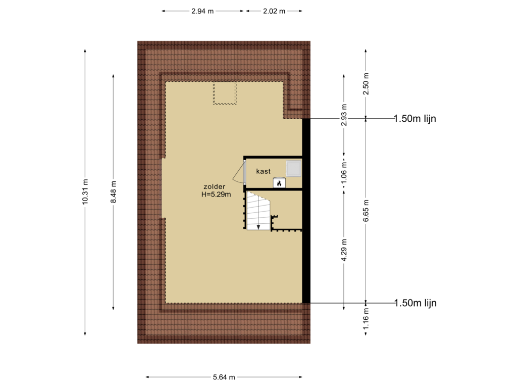 Bekijk plattegrond van 2e verdieping van Kruilier 17