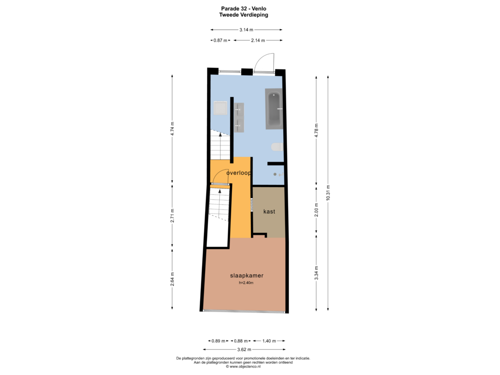 View floorplan of Tweede Verdieping of Parade 32-32 A