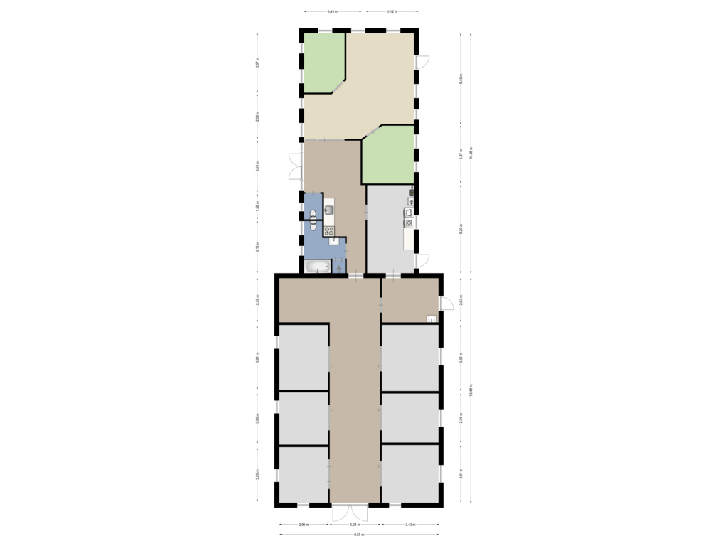 View floorplan of Huis/Stal of Hazenhutweg 16