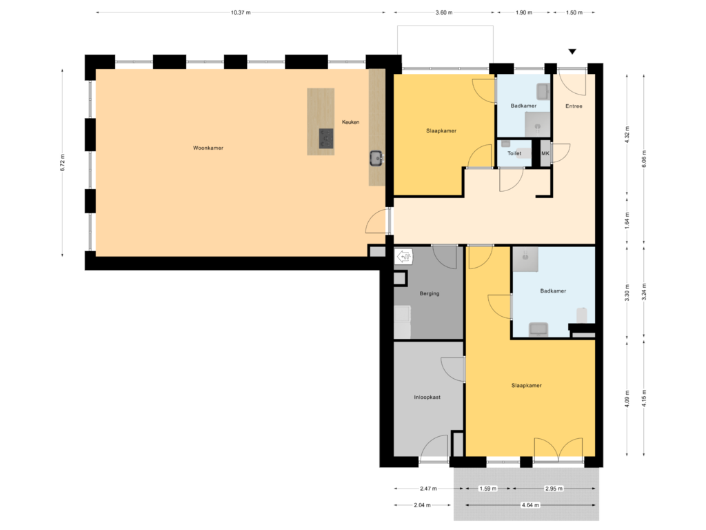 Bekijk plattegrond van Appartement 1 van De Pollenbrink 52