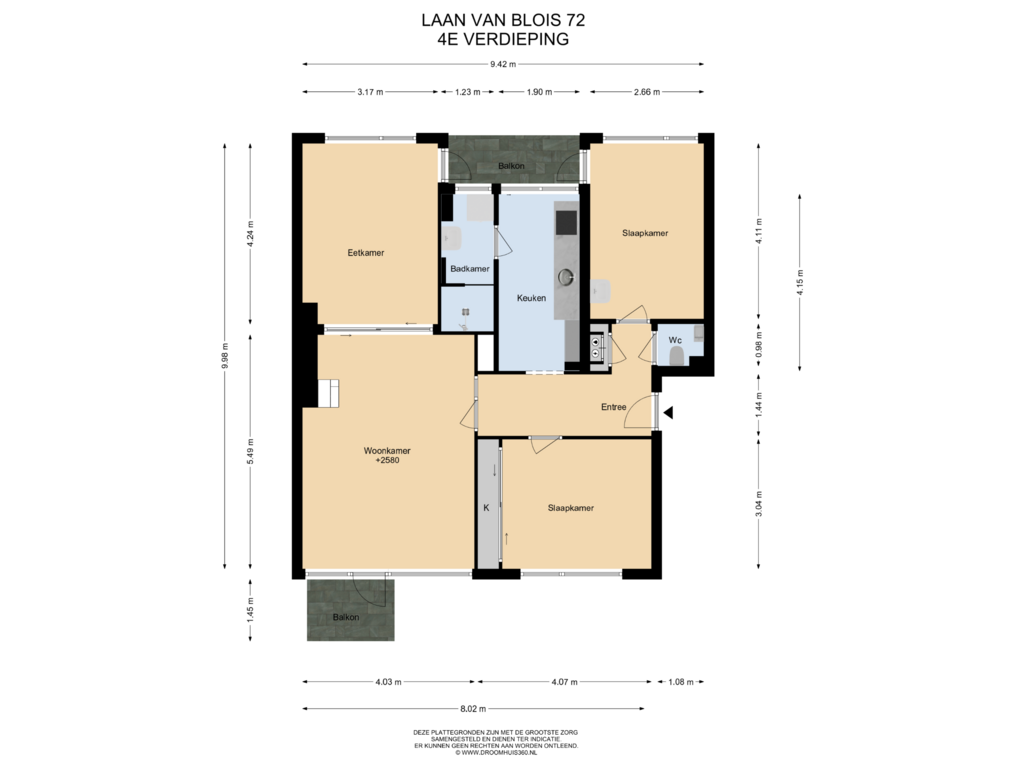 Bekijk plattegrond van 4E Verdieping van Laan van Blois 72