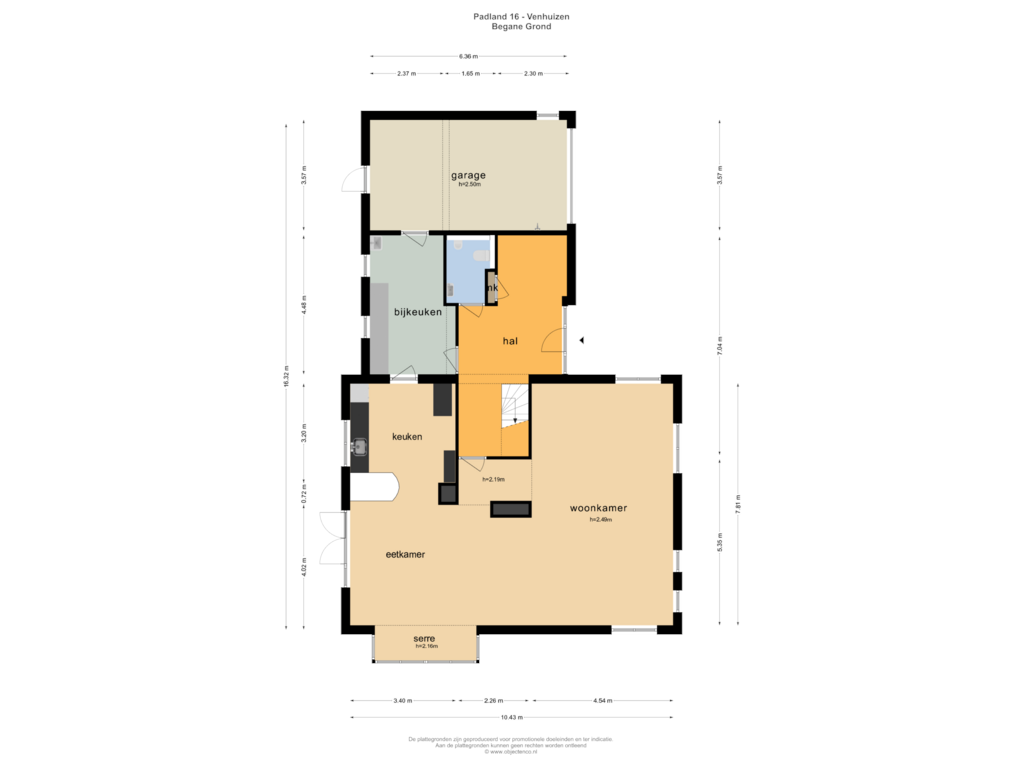 View floorplan of BEGANE GROND of Padland 16