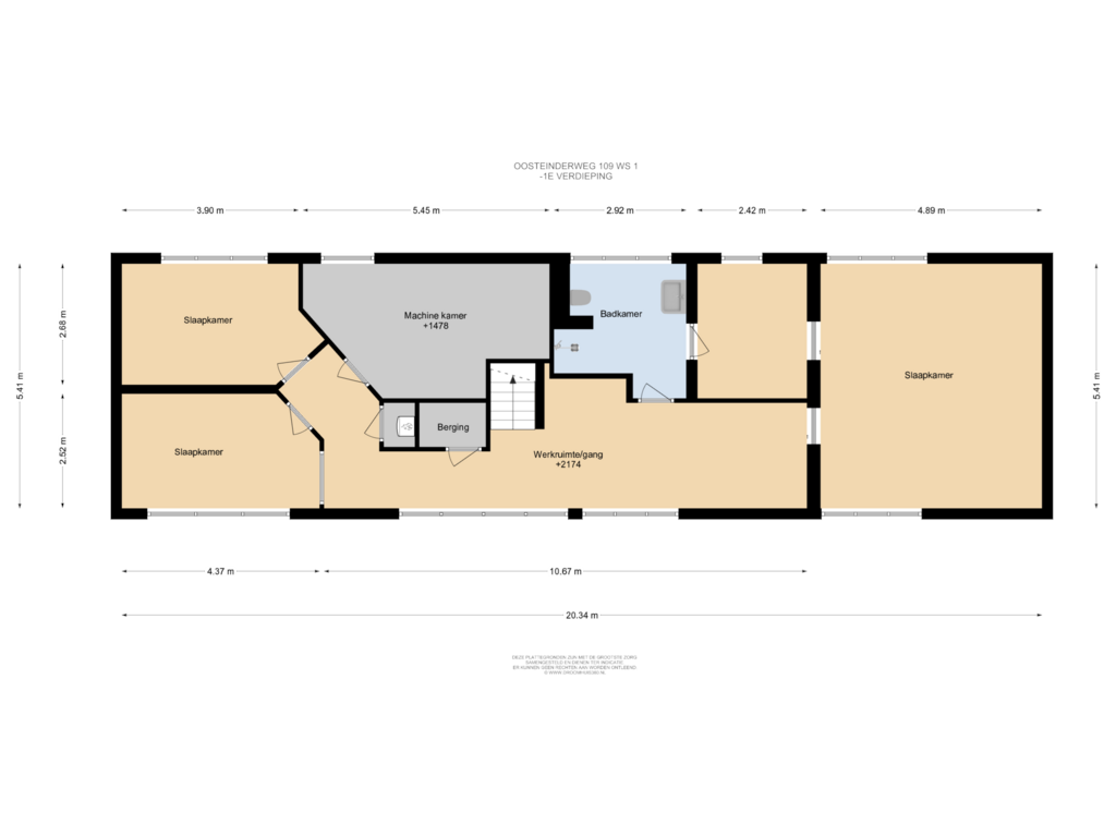 View floorplan of -1E Verdieping of Oosteinderweg 109-WS 1