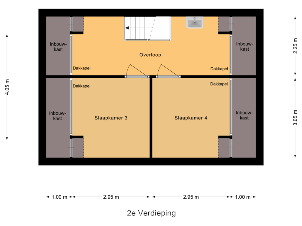 Bekijk plattegrond van 2e Verdieping van Chaamseweg 15