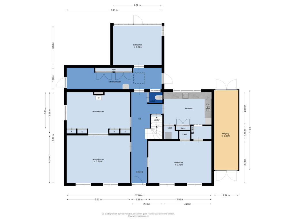 View floorplan of begane grond of Meerten Verhoffstraat 5