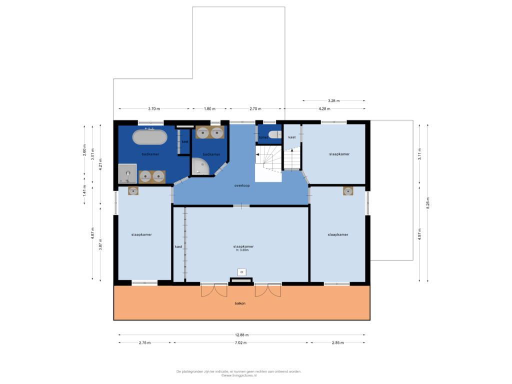 View floorplan of 1e verdieping of Meerten Verhoffstraat 5