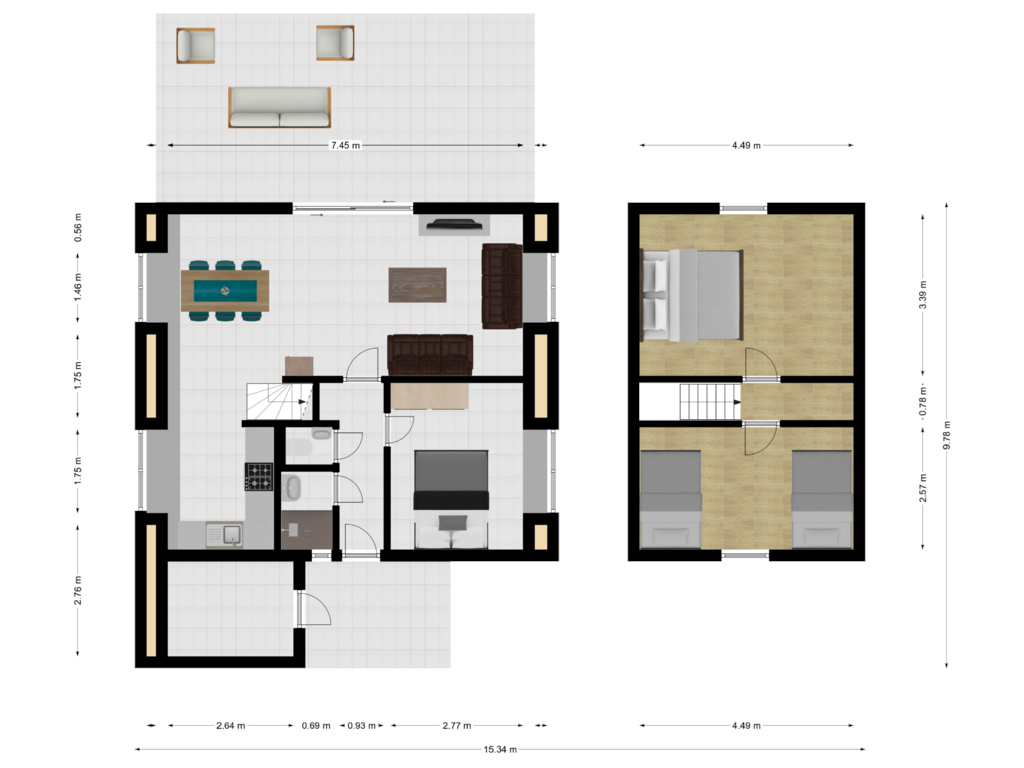 View floorplan of First floor of Heidestraat 103-10