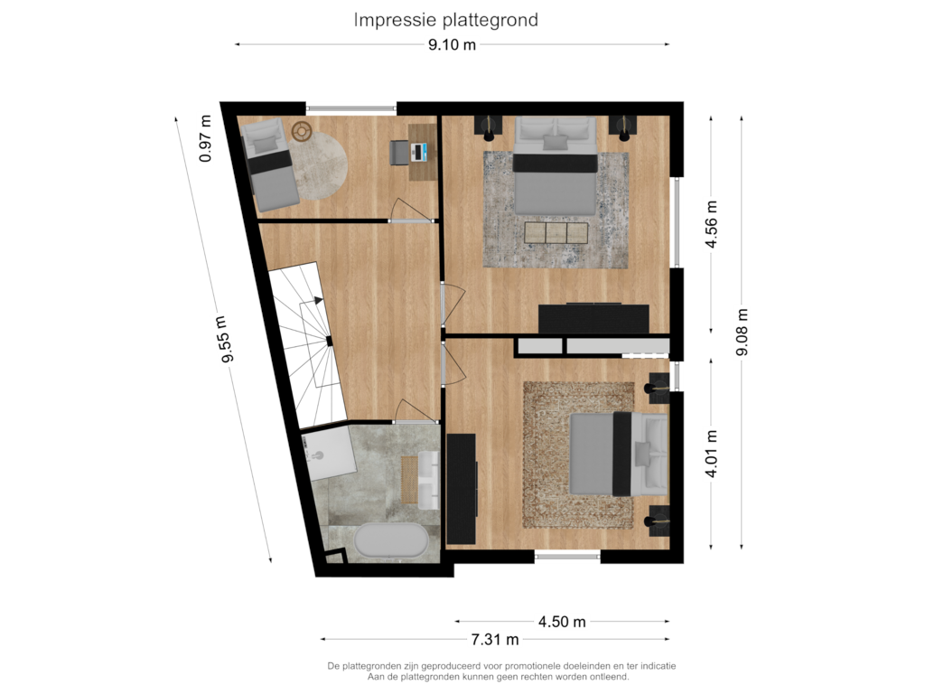 View floorplan of eerste verdieping impressie of Kerkstraat 5