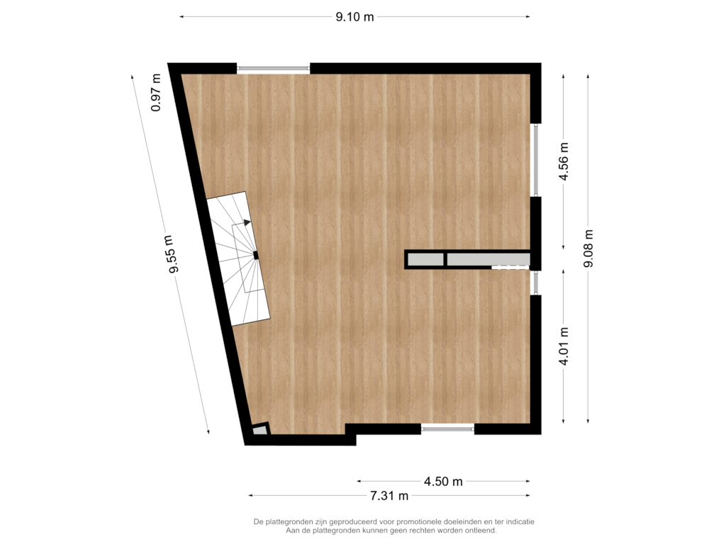 View floorplan of eerste verdieping of Kerkstraat 5