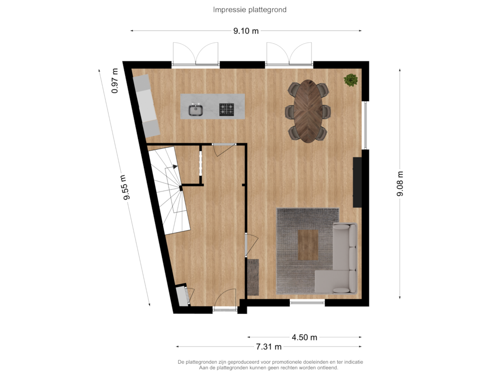 View floorplan of Begane grond impressie of Kerkstraat 5