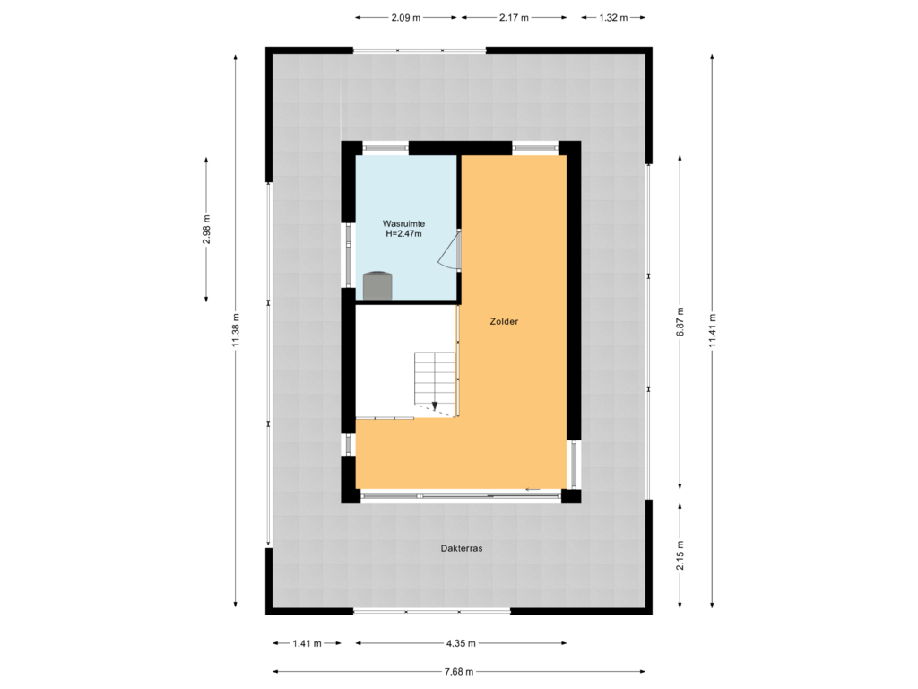 View floorplan of Tweede verdieping of Zevensterstraat 34