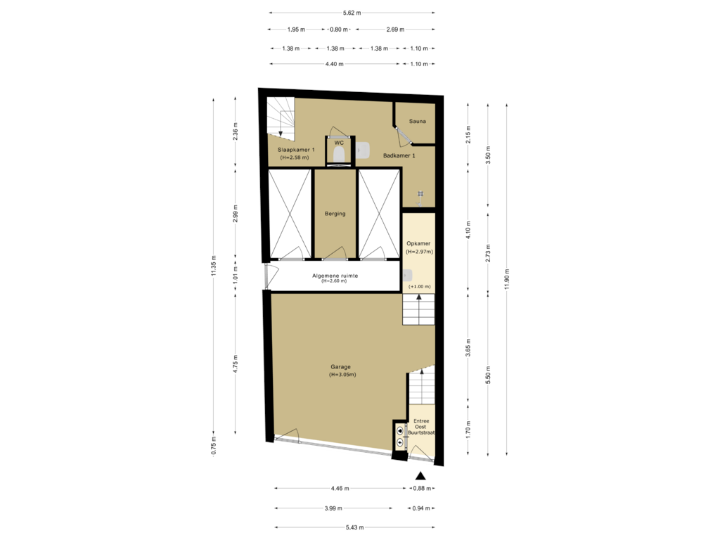 Bekijk plattegrond van begane grond / kelder van Oost Buurtstraat 6-E