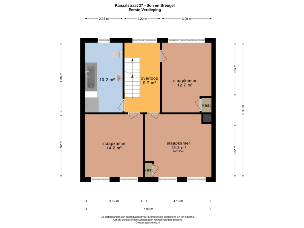 View floorplan of EERSTE VERDIEPING of Kanaalstraat 27